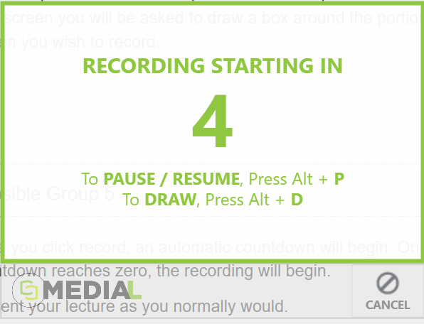 Countdown to the start of the recording